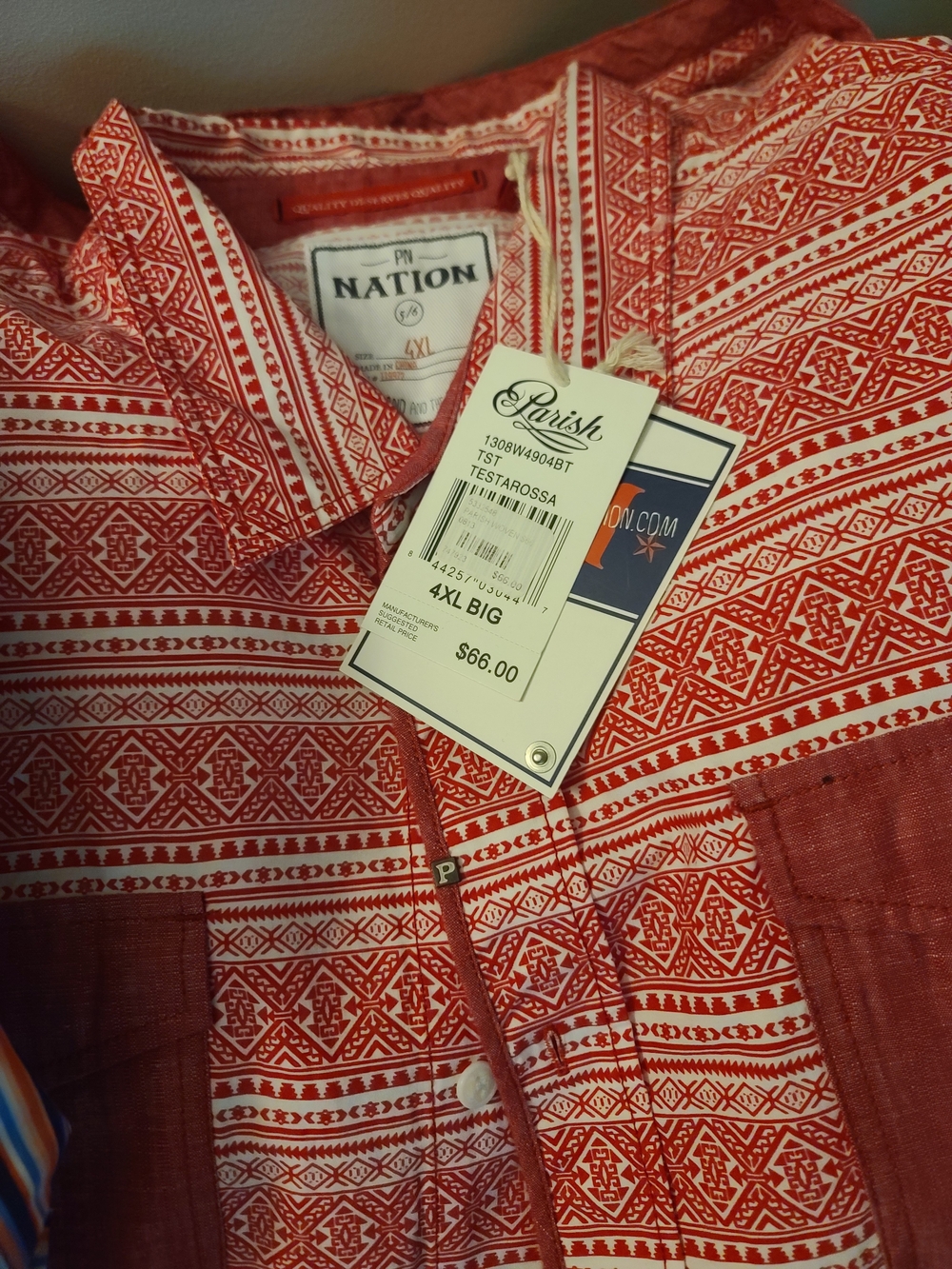 Men's Red Parish Nation Button-Up Shirt